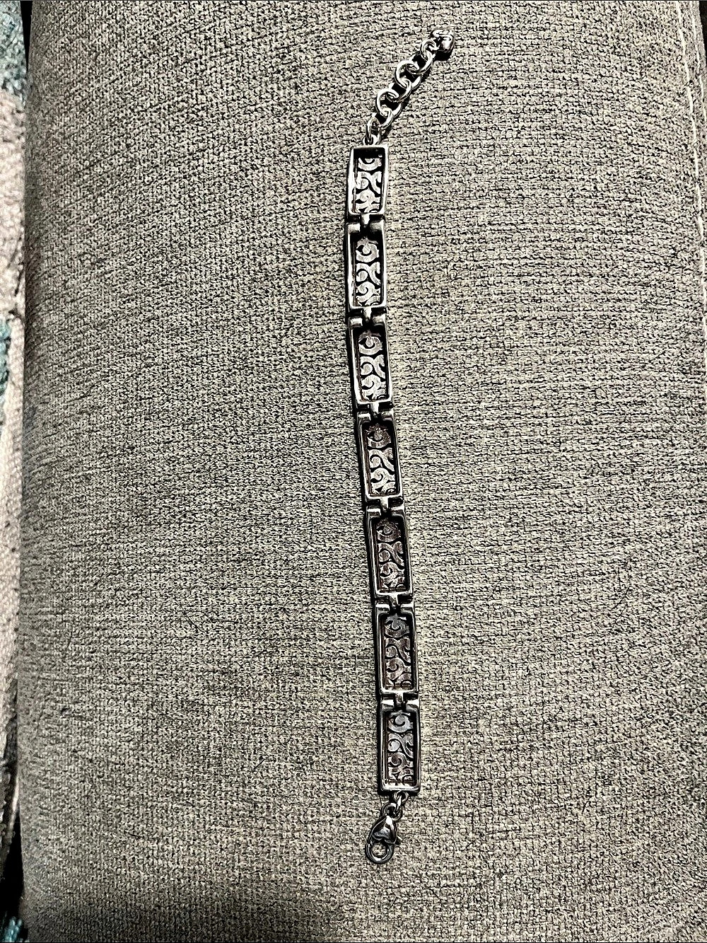 Brighton Rectangle Heart Scroll Link Bracelet Silver